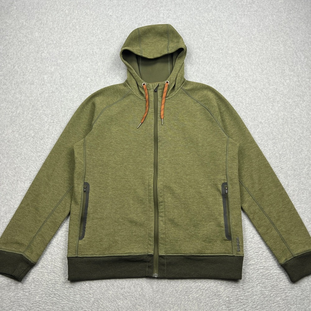 prAna Halgren Urban Full Zip Hoodie Men's Medium Green Heather Zip Pocket Jacket